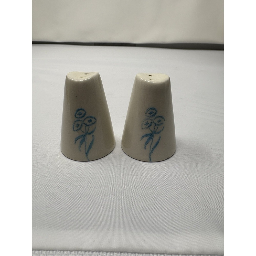 MCM Royal China Maytime Individual Salt & Pepper Shaker Set Blue Flowers Stetson